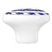 レトロチノワセリーブルーとホワイトパターン セラミックノブ (側面)