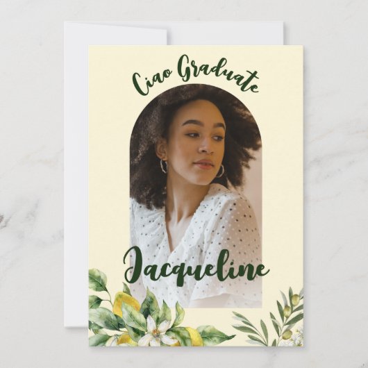 レトロチャオイタリアン卒業生2024ピンクアーチ写真 招待状 (正面)