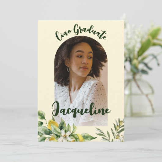 レトロチャオイタリアン卒業生2024ピンクアーチ写真 招待状 (スタンド正面)