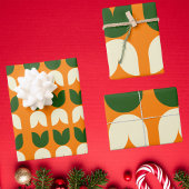 レトロチューリップラッピングギフト紙 ラッピングペーパーシート