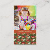 レトロチューリップ開花とストライプパターン写真ママ コーリングカード (裏面)