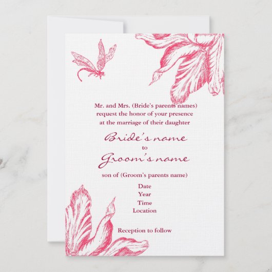 レトロチューリップ 招待状 (正面)