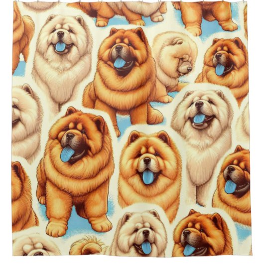 レトロチョウ – チョウのシームレスなパターン シャワーカーテン (正面)