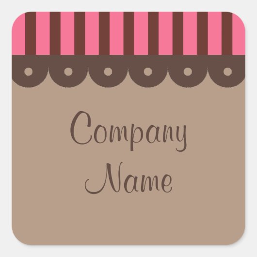 レトロチョコレートビジネスティッカー スクエアシール (正面)