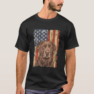 レトロチョコレートラボとアメリカ国旗のギフトチョコレートL Tシャツ