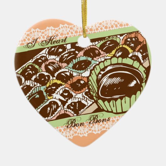 レトロチョコレート糖菓の糖菓キャンデーのクリスマスのオーナメント セラミックオーナメント (正面)