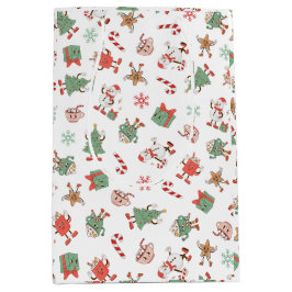 レトロチリンと私の雪のクリスマス ミディアムペーパーバッグ