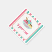 レトロチルドレンズピンクティール(緑がかった色)アイスクリームパーティー スタンダードカクテルナプキン (角)