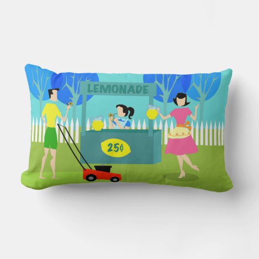 レトロチルドレンズレモネードスタンドランバーピロー ランバークッション (正面)