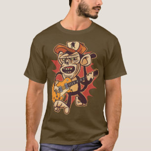 レトロチンパンジーのギタープレイヤーグラフィックプレミアム Tシャツ
