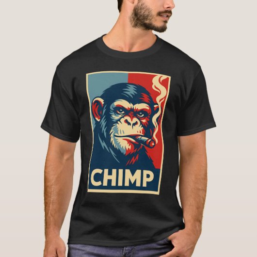 レトロチンパンジーの葉巻ポスター Tシャツ (正面)