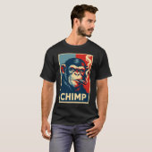 レトロチンパンジーの葉巻ポスター Tシャツ (正面フル)
