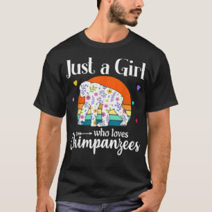レトロチンパンジーフローラチムを愛する女の子 Tシャツ