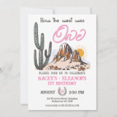 レトロツインの女の子どのように西は1歳の誕生日だった 招待状 (正面)