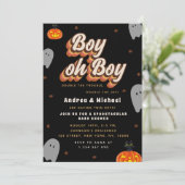 レトロツイ不気味ンハロウィーン幽霊たちベビーシャワー 招待状 (スタンド正面)