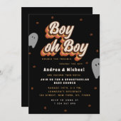 レトロツイ不気味ン幽霊たちハロウィンベイビーシャワー 招待状 (正面/裏面)