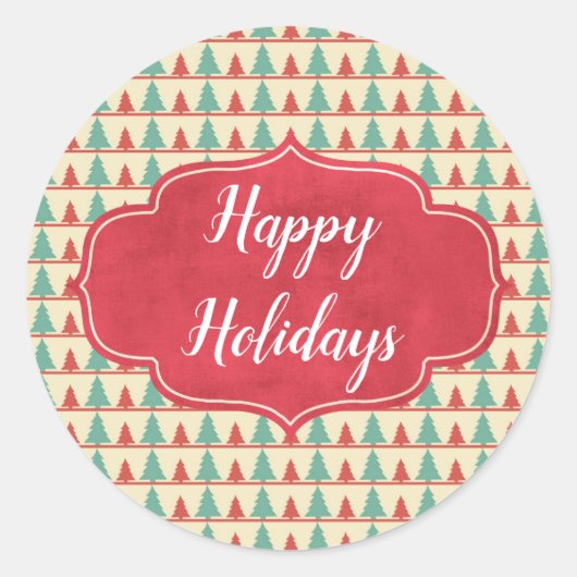 レトロツリーのシルエットのカスタマイズ ラウンドシール (正面)