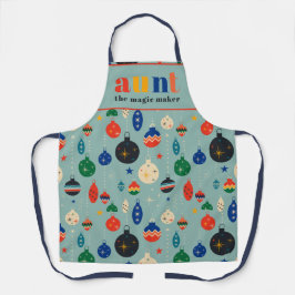 レトロツリートイズオーナメントおばさんクリスマスキッチン エプロン