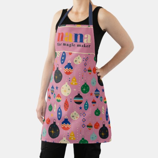 レトロツリートイズオーナメントナナクリスマスキッチン エプロン (インサイチュ)