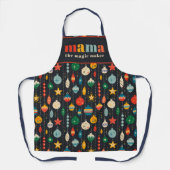 レトロツリートイズオーナメントママクリスマスキッチン エプロン (正面)