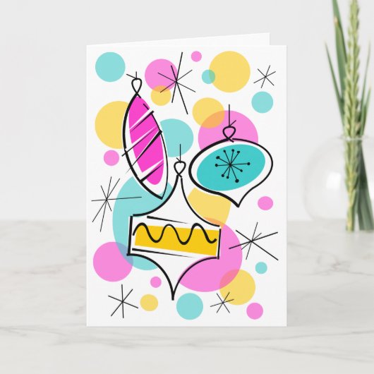 レトロツリーバウブルグリーティングカード垂直 シーズンカード (正面)