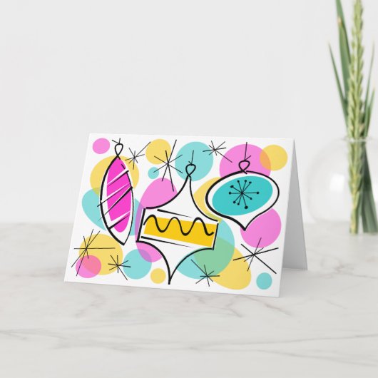 レトロツリーバウブルグリーティングカード シーズンカード (正面)