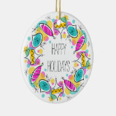 レトロツリーバウブルスサークルホリデーズオーナメントラウンド セラミックオーナメント (右)