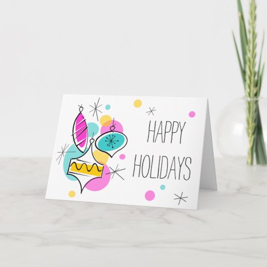 レトロツリーバウブルズグループホリデーズインサイド文字 シーズンカード (正面)