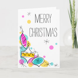 レトロツリーバウブルズコーナークリスマスバーティカル シーズンカード