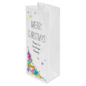 レトロツリーバウブルズコーナークリスマス文字ワイン ワインギフトバッグ (裏面アングル)