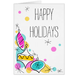 レトロツリーバウブルズコーナーホリデーズ文字垂直