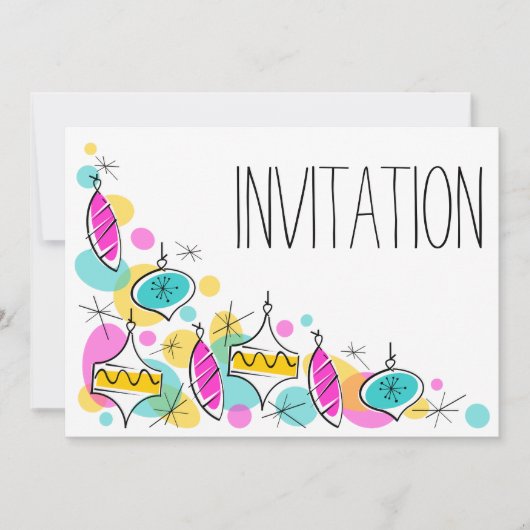 レトロツリーバウブルズコーナー招待 招待状 (正面)