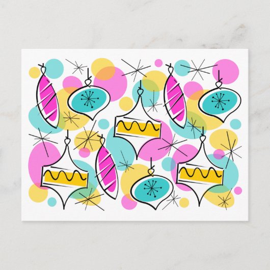 レトロツリーバウブルズ数々のハガキ ポストカード (正面)