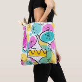 レトロツリーバウブルトートバッグターコイズバック トートバッグ (クローズアップ)