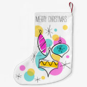 レトロツリーバウブル文字ストッキング2サイド スモールクリスマスストッキング (裏面)