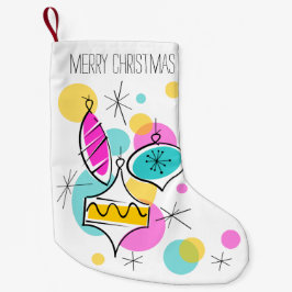 レトロツリーバウブル文字ストッキング2サイド スモールクリスマスストッキング