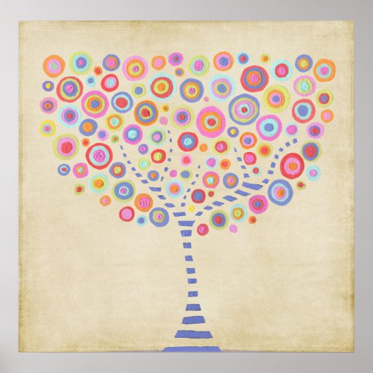 レトロツリーパーソナライズされた名室壁ポスター ポスター (正面)