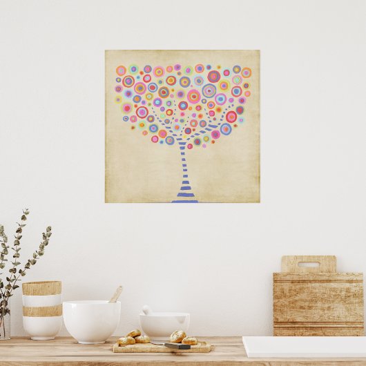 レトロツリーパーソナライズされた名室壁ポスター ポスター (キッチン)