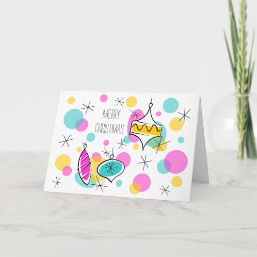 レトロツリーボーブルクリスマスインサイド文字カード シーズンカード (正面)