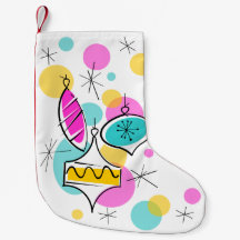 レトロツリーボーブルストッキングレッドバック