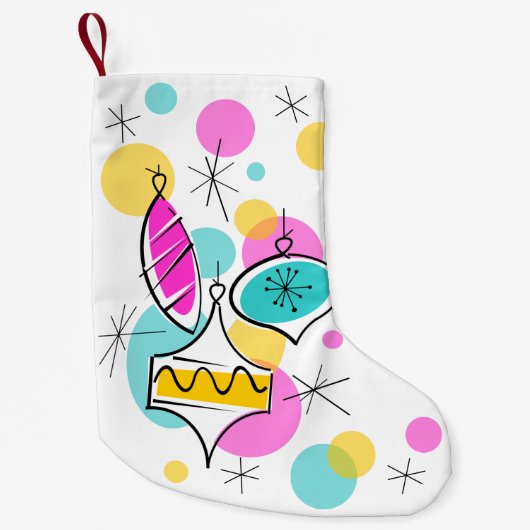 レトロツリーボーブルストッキング2面 スモールクリスマスストッキング (正面)