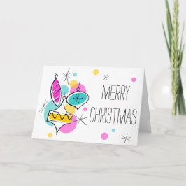 レトロツリーボーブルズグループクリスマスインサイド文字 シーズンカード