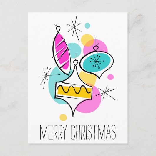 レトロツリーボーブルズグループクリスマス垂直 シーズンポストカード (正面)