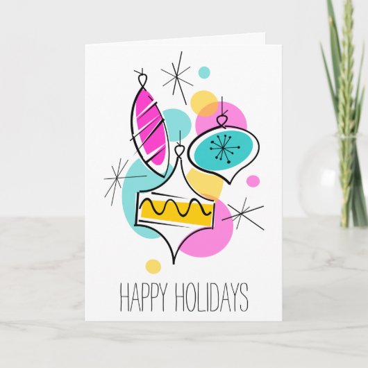 レトロツリーボーブルズグループホリディーズ文字垂直 シーズンカード (正面)