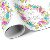 レトロツリーボーブルズサークルホリデーズラッピング紙 ラッピングペーパー (ロールコーナー)