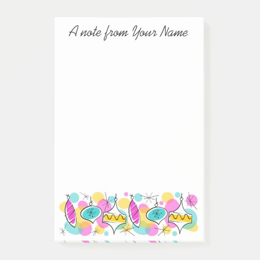 レトロツリーボーブルライン文字垂直 ポストイット (正面)