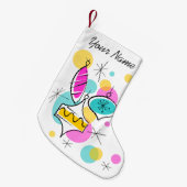 レトロツリーボーブル名ストッキング2面 スモールクリスマスストッキング (正面 (吊り時))