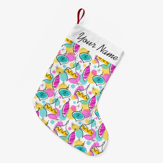 レトロツリーボー数々のブル名ストッキング2面 スモールクリスマスストッキング (正面 (吊り時))