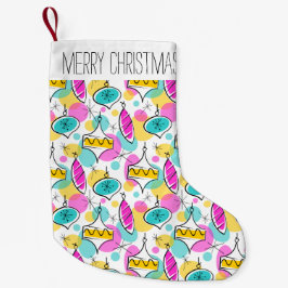 レトロツリーボー数々のブル文字ストッキング2サイド スモールクリスマスストッキング