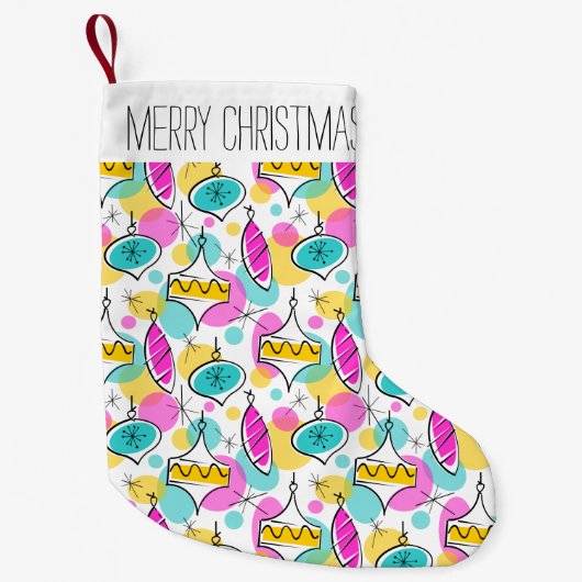 レトロツリーボー数々のブル文字ストッキング2サイド スモールクリスマスストッキング (正面)